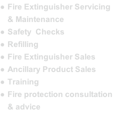 Fire Extinguisher Servicing & Maintenance Safety  Checks Refilling Fire Extinguisher Sales Ancillary Product Sales Training Fire protection consultation & advice